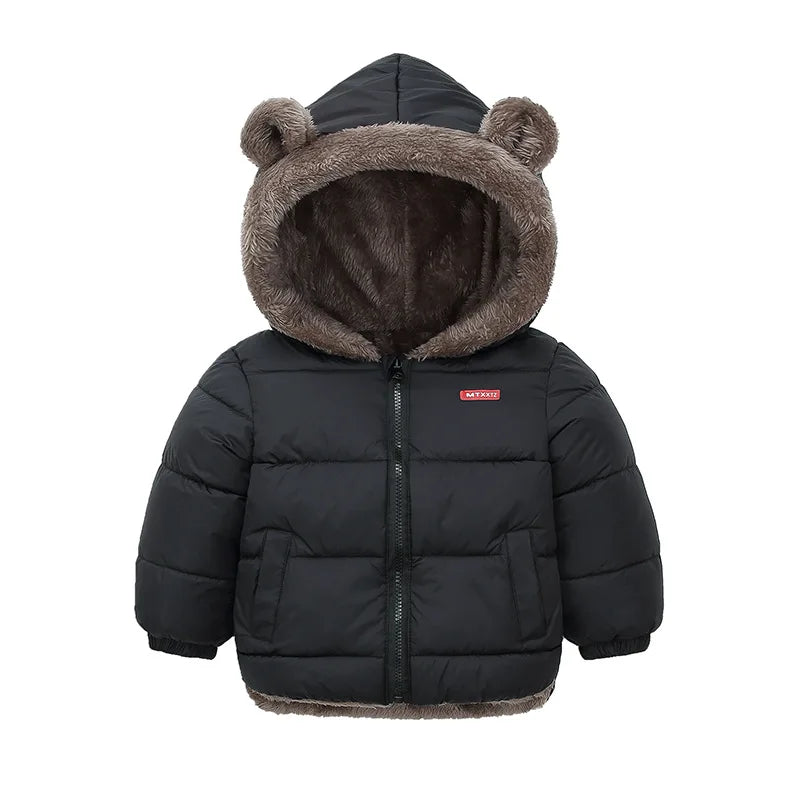Baby Boys Girls Jacket Hooded Cotton Outerwear Children's Thick Fleece Coat Cashmere Padded Jackets Winter Boys Girls Warm Coats - Tasawoq