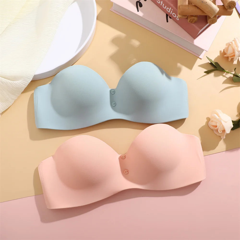 Women Sexy Seamless Bras Adjustable Push Up Brassiere No Steel Female Comfortable Underwear Ladies Solid Color Lingerie Bralette - Tasawoq