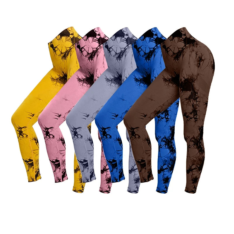 Tie Dye Yoga Pants Sport Leggings Women Seamless High Waist Push Up Woman Tights Fitness Workout Leggins Gym Clothing 2023 New - Tasawoq