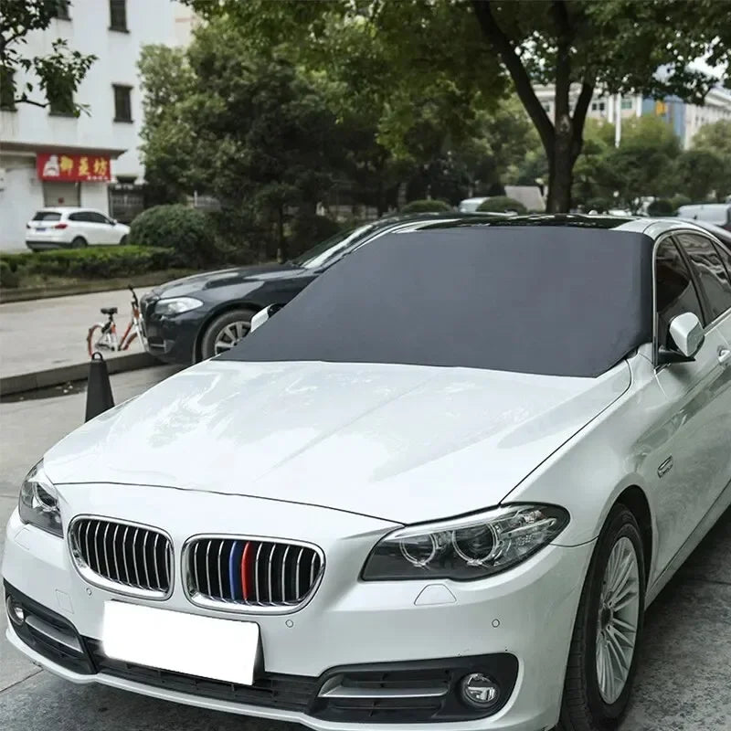 Magnetic Car Front Windscreen Cover Automobile Sunshade Cover Car Windshield Snow Sun Shade Waterproof Car Cover 210 120cm - Tasawoq