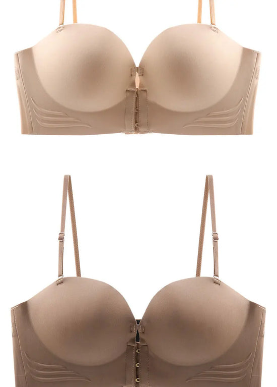 FINETOO Front Closure Sexy Push Up Bra Women Invisible Bras Underwear Lingerie For Female Brassiere Strapless Seamless Bralette - Tasawoq