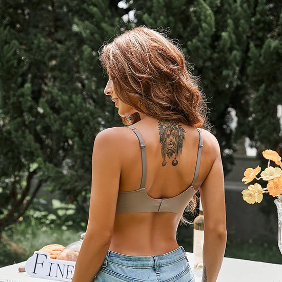 FINETOO Soft Wireless Bra Women Deep V Bras Sexy Bralette Padded Bra S-XL Female Seamless Underwear Comfortable Ladies Lingerie - Tasawoq