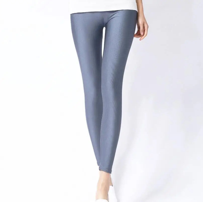 New Spring Solid Candy Neon Leggings for Women High Stretched Female Legging Pants Girl Clothing Leggins Plug Size - Tasawoq