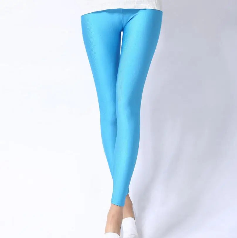 New Spring Solid Candy Neon Leggings for Women High Stretched Female Legging Pants Girl Clothing Leggins Plug Size - Tasawoq