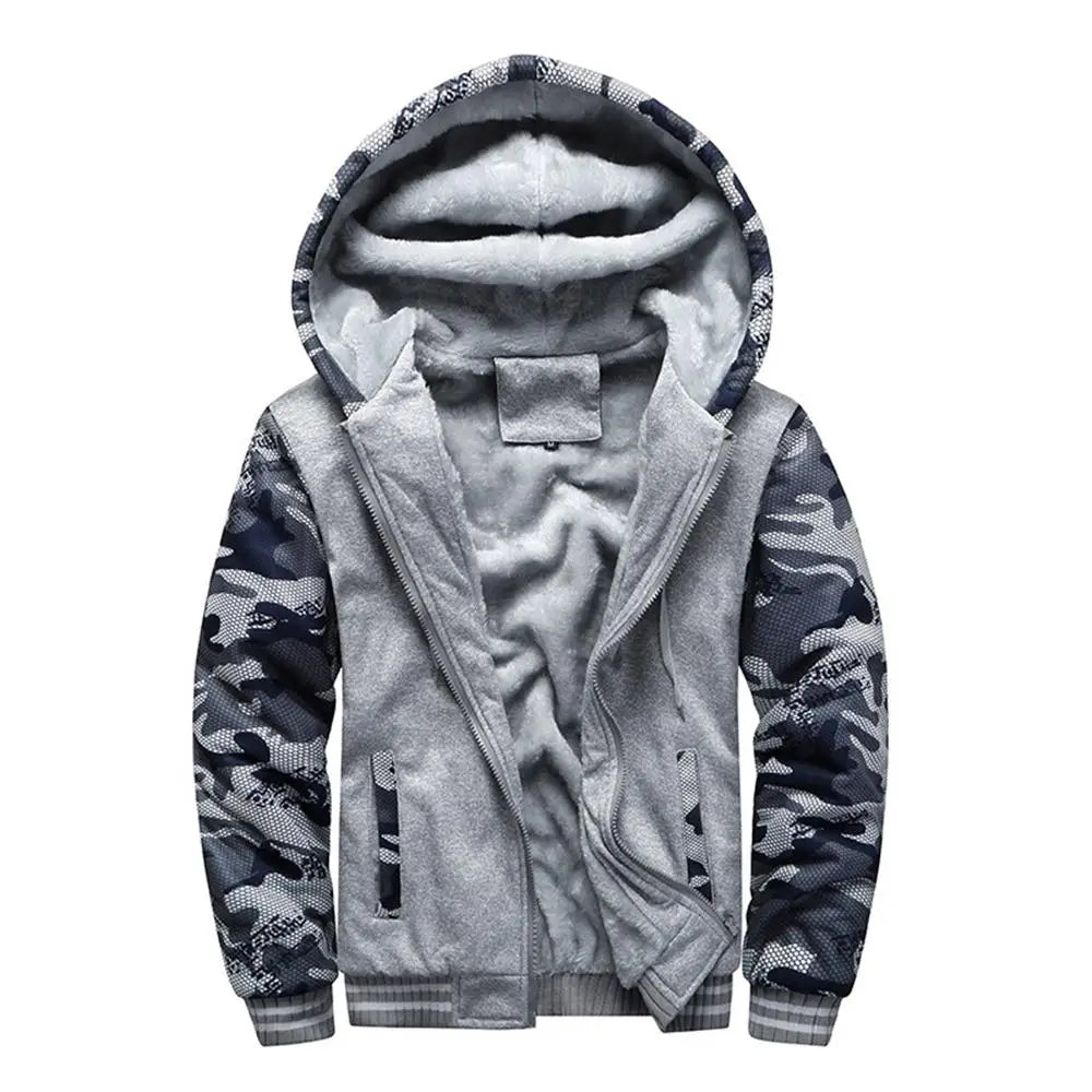 Men's Jacket Camouflage Thicken Winter Jackets for Men Fleece Long Sleeve Coat Man Casual Hoodies Streetwear Men's Coats - Tasawoq