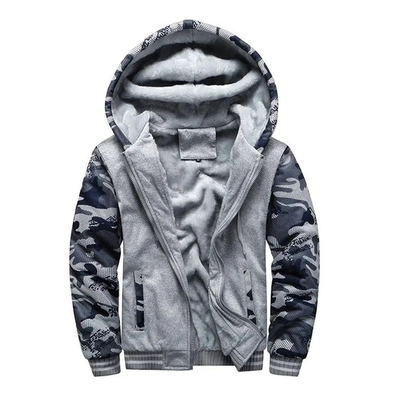 Men's Jacket Camouflage Thicken Winter Jackets for Men Fleece Long Sleeve Coat Man Casual Hoodies Streetwear Men's Coats - Tasawoq