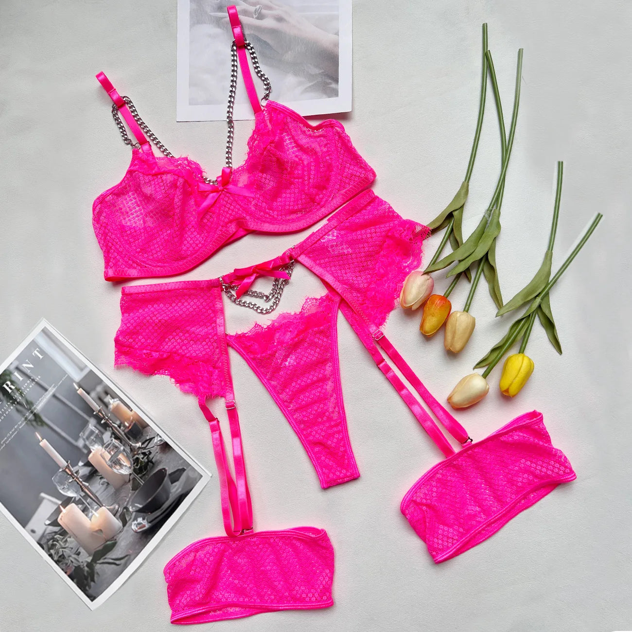 Lingerie Underwear Bras Sets Lace Garter Lingerie Women Intimates 2024 Underwire Bra And Panty Thongs Ladies Underwear Set - Tasawoq