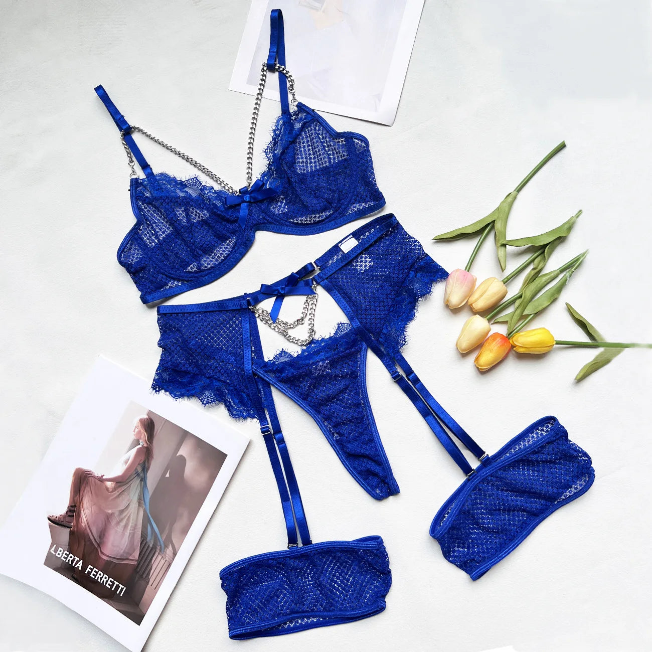 Lingerie Underwear Bras Sets Lace Garter Lingerie Women Intimates 2024 Underwire Bra And Panty Thongs Ladies Underwear Set - Tasawoq