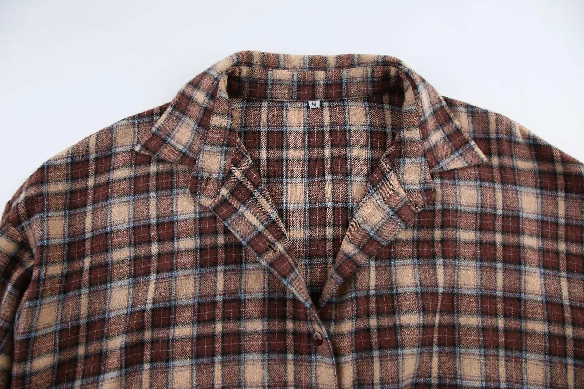 Spring Autumn Vintage Plaid Checkered Shirt Women's Long Sleeve Blouse Loose Single Breasted Casual Shirt - Tasawoq