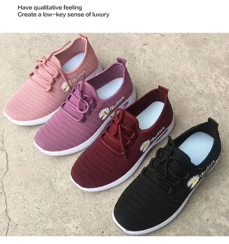 Adult sneakers, women's light running shoes, net shoes, comfortable soft soled sneakers, women's breathable casual single shoes - Tasawoq
