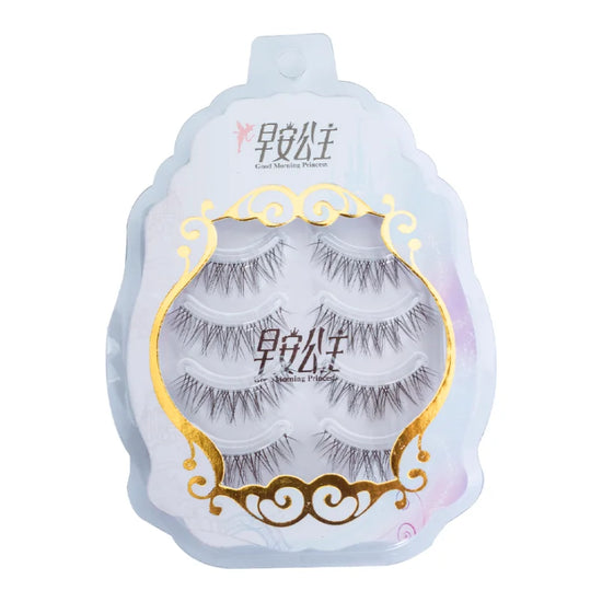 4pairs Natural False Eyelashes Thin Band Hand Made Short Lighter Eyelash Cosplay Korean Fashion Wispy Extension Makeup Tools - Tasawoq