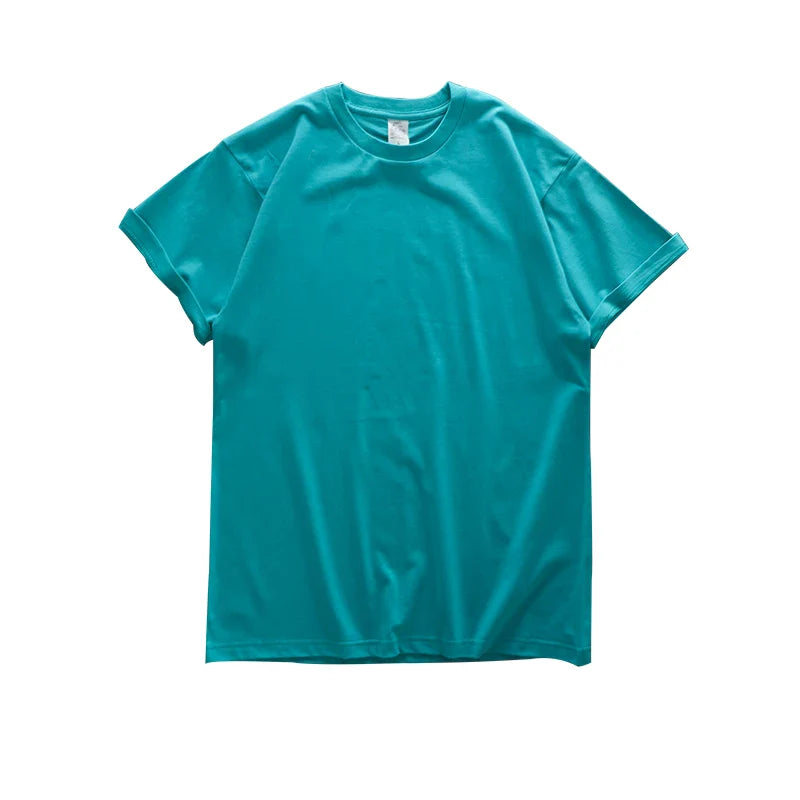Dukeen 280gsm Oversized Heavy T-Shirt for Men Summer Short Sleeve Tee Cotton Solid Color Top Casual T Shirts One Piece - Tasawoq