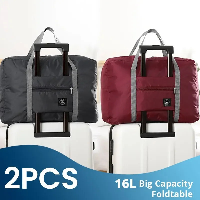2 Pack Foldable Travel Duffel Bag for Airlines Carry on Bag Weekender Overnight Hospital Tote Bag Gym Duffel Bag Women Men - Tasawoq