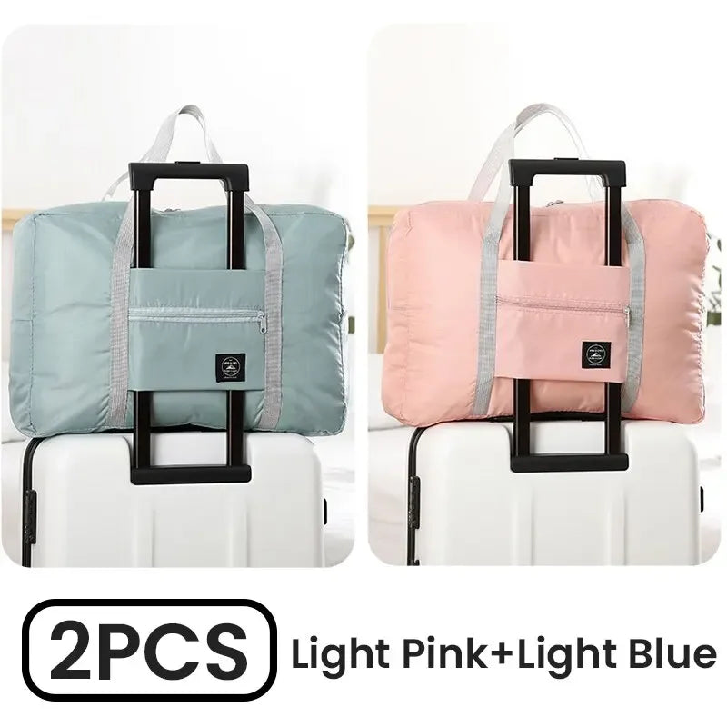 2 Pack Foldable Travel Duffel Bag for Airlines Carry on Bag Weekender Overnight Hospital Tote Bag Gym Duffel Bag Women Men - Tasawoq