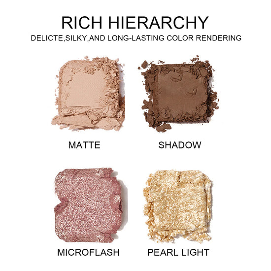 9-Color Eyeshadow Palette with Fine Glitter, Shimmer, Matte, Milk Tea Shades; Mini, Daily Use, Student-Friendly Makeup - Tasawoq