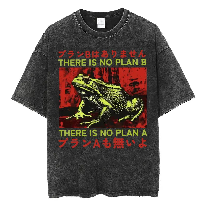 The Horrors Are Never Ending Yet I Remain Silly T-shirt Funny Japanese Style Frog Retro Washed T Shirt Men's Oversized Tees Tops - Tasawoq