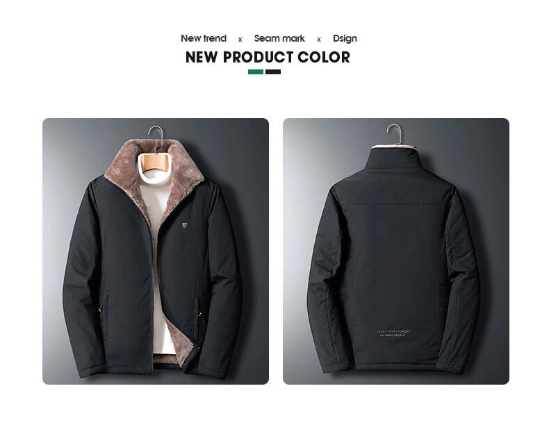 Men 2024 Winter Windproof Warm Thick Fleece Jacket Men Fashion Casual Coat Men Autumn Brand Outwear Outdoor Classic Jacket Men - Tasawoq