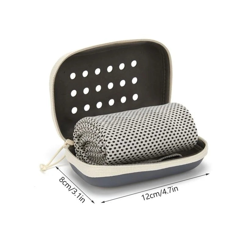 Clearance_Quick Drying Cooling Towel Soft Breathable Chilly Sweat Absorption Cold Towel with Storage Box Sports Running Yoga Gym - Tasawoq