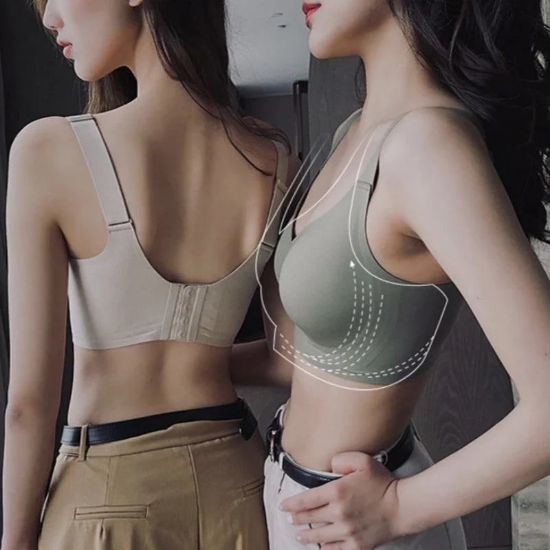 Seamless Bra Women Comfort Lingerie Sports Padded Tops Sexy Wireless Underwear Soft Support Bras Wide shoulder straps Intimates - Tasawoq