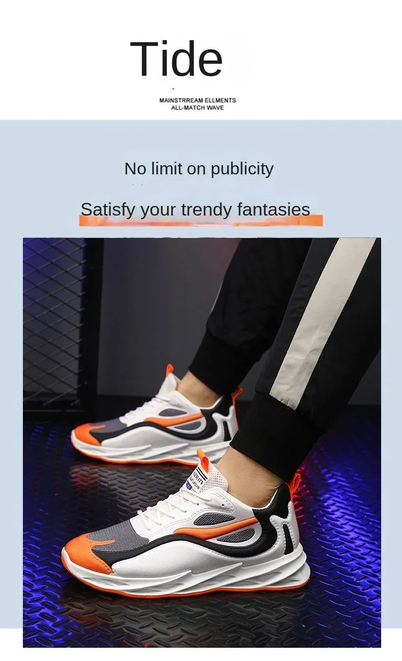 New Trendy Men's Sports Shoes Cushion Running Sneakers Outdoor Leisure Walking Jogging Trainers Soft Sole Breathable Footwear - Tasawoq