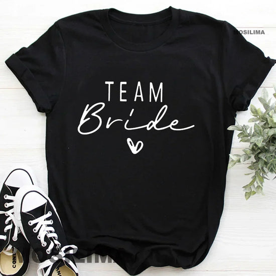 Women Cotton T Shirt Team Bride Bachelorette Party Shower Hen Party Bridesmaid Print T-Shirt 2024 Girls Wedding Female Tops - Tasawoq