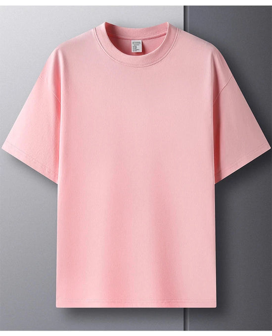 100% pure cotton summer high-end brand men's short sleeve round neck fashionable style half sleeved top breathable T-shirt - Tasawoq