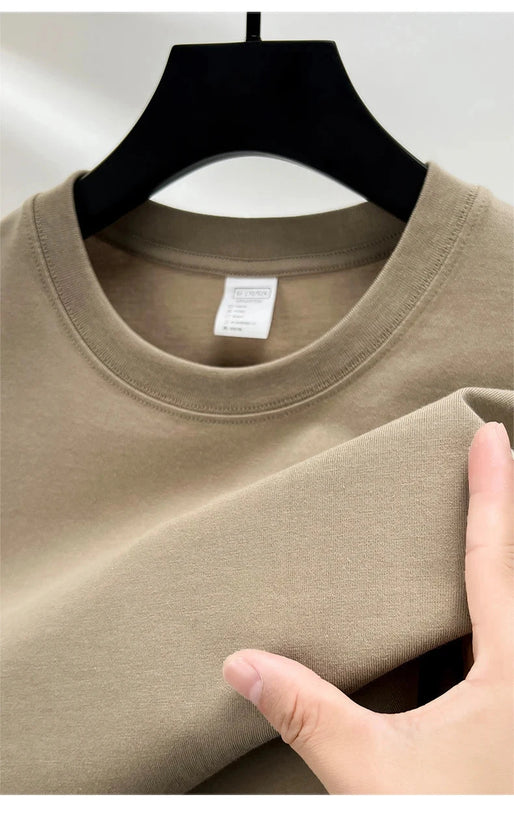 100% pure cotton summer high-end brand men's short sleeve round neck fashionable style half sleeved top breathable T-shirt - Tasawoq