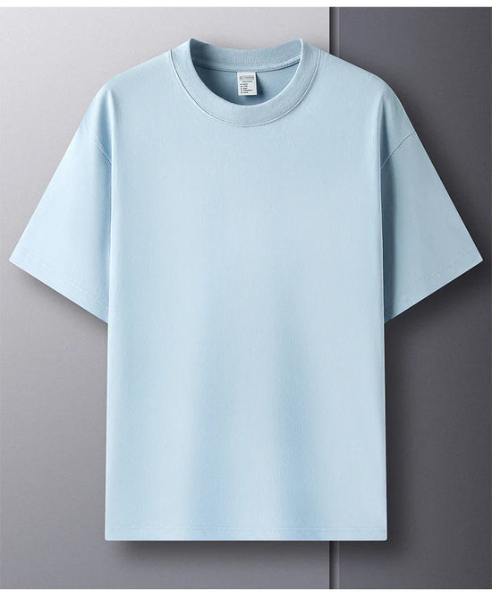 100% pure cotton summer high-end brand men's short sleeve round neck fashionable style half sleeved top breathable T-shirt - Tasawoq