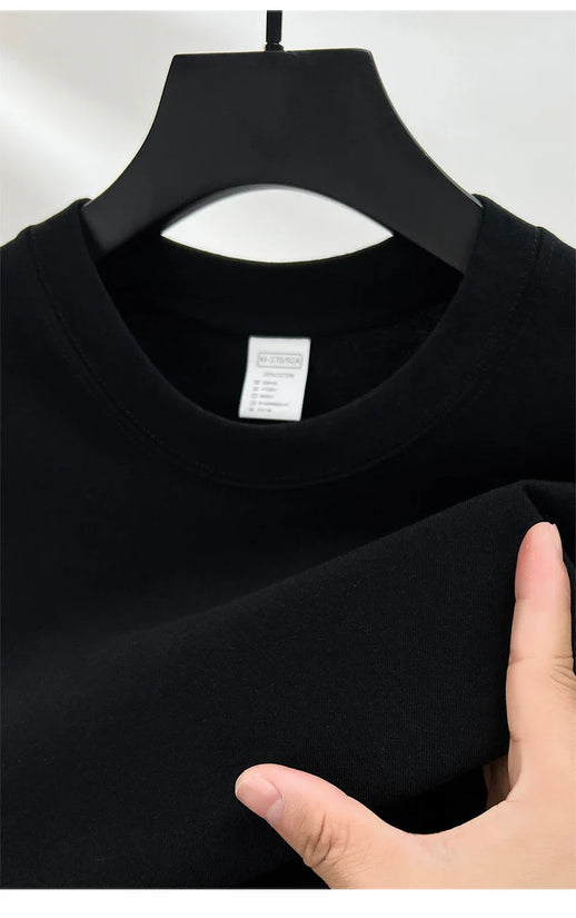 100% pure cotton summer high-end brand men's short sleeve round neck fashionable style half sleeved top breathable T-shirt - Tasawoq