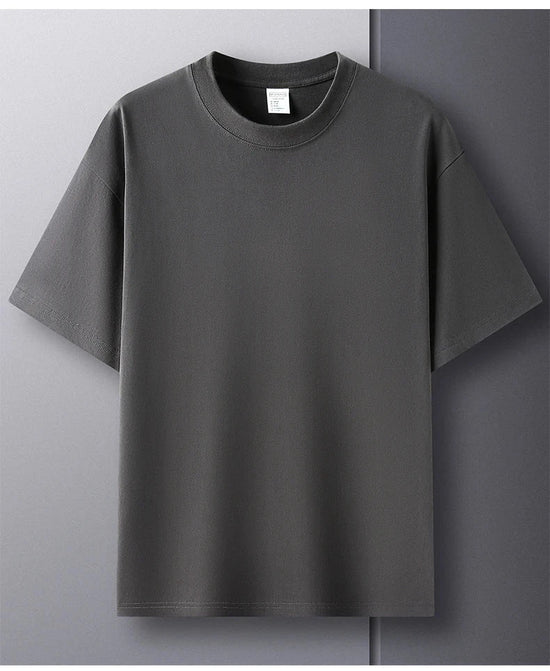 100% pure cotton summer high-end brand men's short sleeve round neck fashionable style half sleeved top breathable T-shirt - Tasawoq