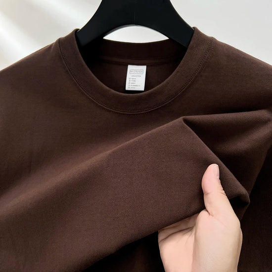 100% pure cotton summer high-end brand men's short sleeve round neck fashionable style half sleeved top breathable T-shirt - Tasawoq