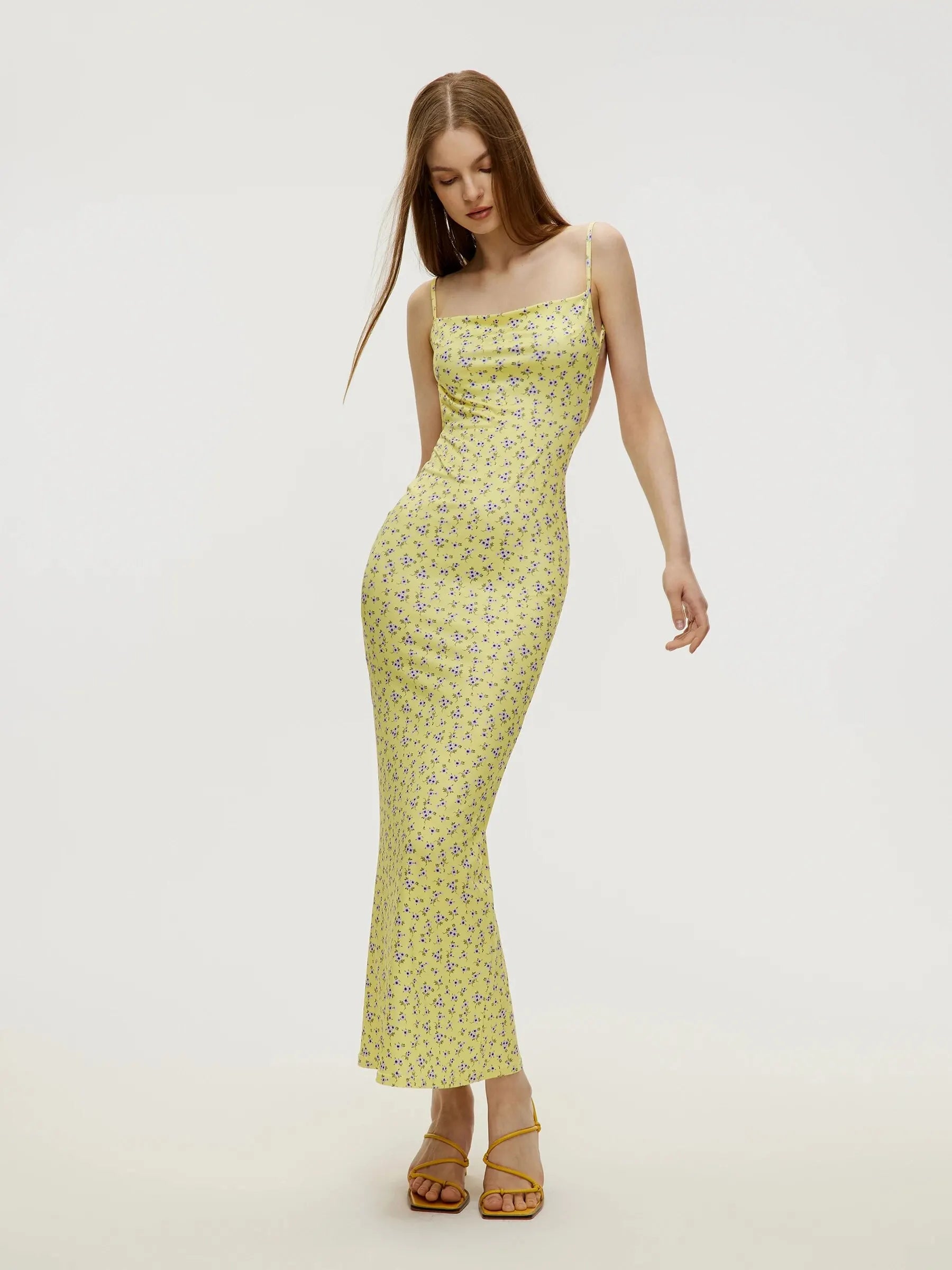 Long Floral Suspender Dress Nsummer Sexy Backless Slimming Beach Dress Fashionable Simple Printed Banquet Women's Clothing - Tasawoq