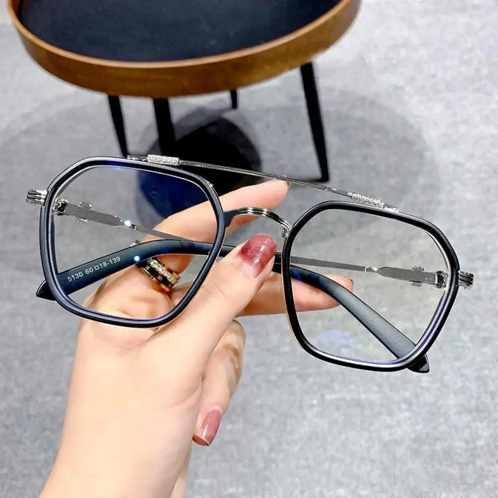 2024 New Fashion Men Sunglasses Oversized Frame Women Anti-blue Light Transparent Glasses UV400 Eyewear Flat Mirror Eyeglass - Tasawoq