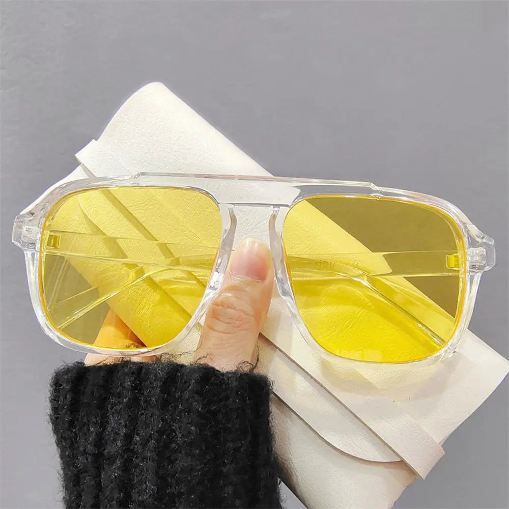2024 New Fashion Men Sunglasses Oversized Frame Women Anti-blue Light Transparent Glasses UV400 Eyewear Flat Mirror Eyeglass - Tasawoq