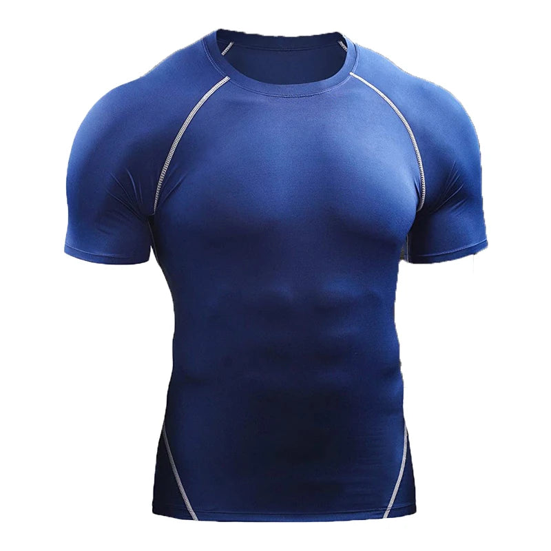 2024 Compression T Shirt Men Summer Sportswear Running T-shirt Elastic Quick Dry Sport Tops Tee Athletic Gym Workout Shirts Men - Tasawoq