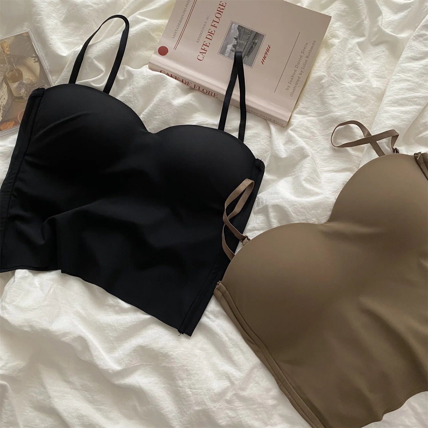 1pc Popular Cool Solid Knitted Yoga Gym Tank Top Bra Seamless Skin-Friendly U-Back Vest with Fixed Chest Pad Suspender for Women - Tasawoq