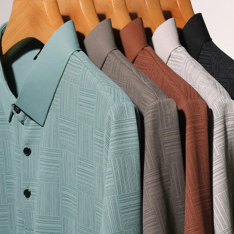 2024 Men's New Printed Business Casual Short sleeved POLO Shirt Fashion Short sleeved Comfortable and Breathable Top - Tasawoq
