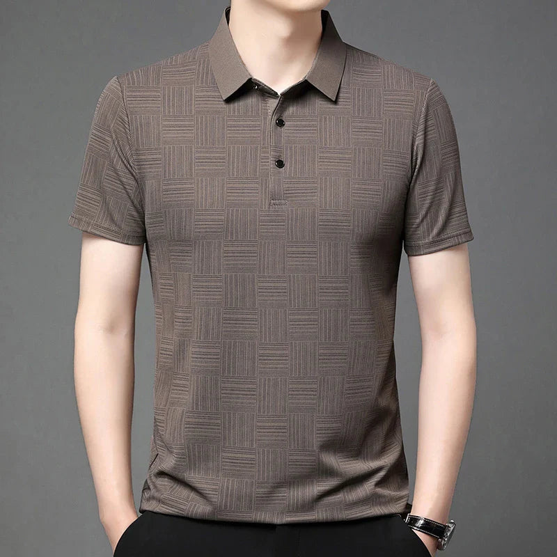 2024 Men's New Printed Business Casual Short sleeved POLO Shirt Fashion Short sleeved Comfortable and Breathable Top - Tasawoq