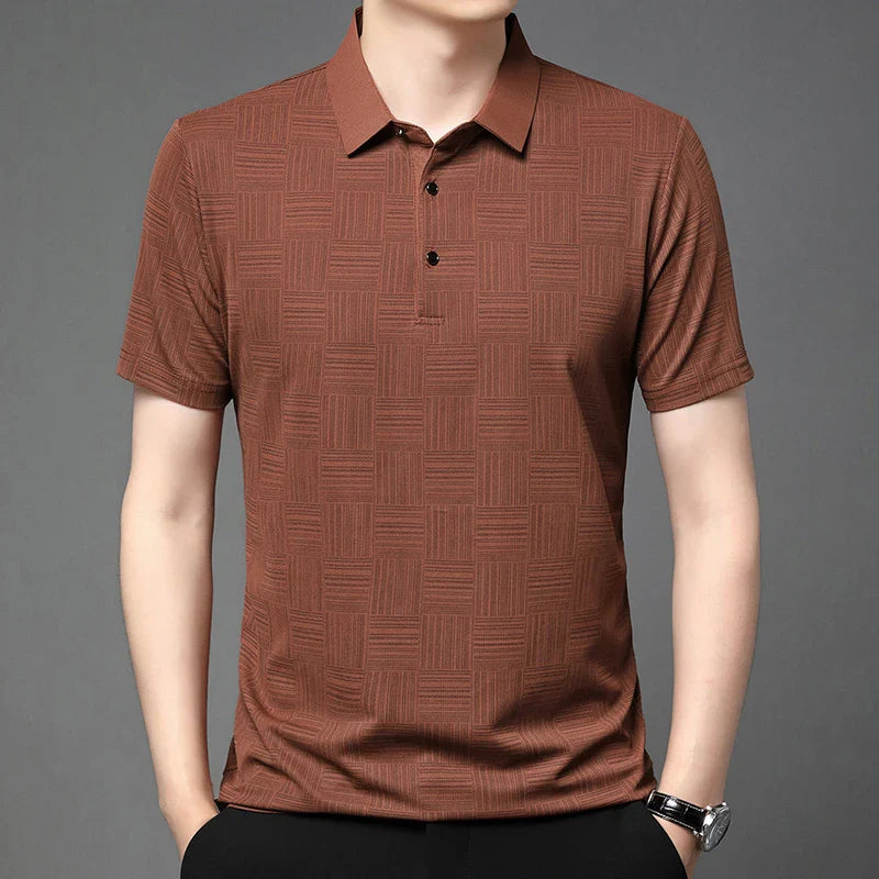 2024 Men's New Printed Business Casual Short sleeved POLO Shirt Fashion Short sleeved Comfortable and Breathable Top - Tasawoq