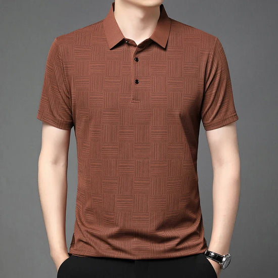 2024 Men's New Printed Business Casual Short sleeved POLO Shirt Fashion Short sleeved Comfortable and Breathable Top - Tasawoq