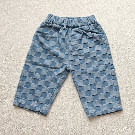 MILANCEL 1-5Y Children Jeans Boys Denim Pants Mid Waist Girls Trousers Fashion Kids Plaid Pants - Tasawoq