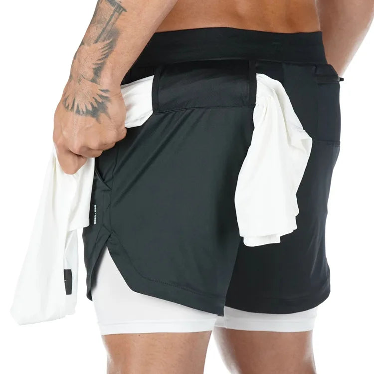 Camo Running Shorts Men Gym Sports Shorts 2 In 1 Quick Dry Workout Training Gym Fitness Jogging Short Pants Summer Men Shorts - Tasawoq