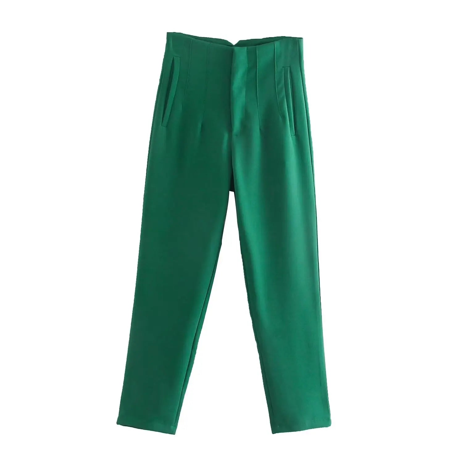 Willshela Women Fashion Straight Pants High Waist Front Zipper Trousers Vintage Full Length Female Chic Lady - Tasawoq