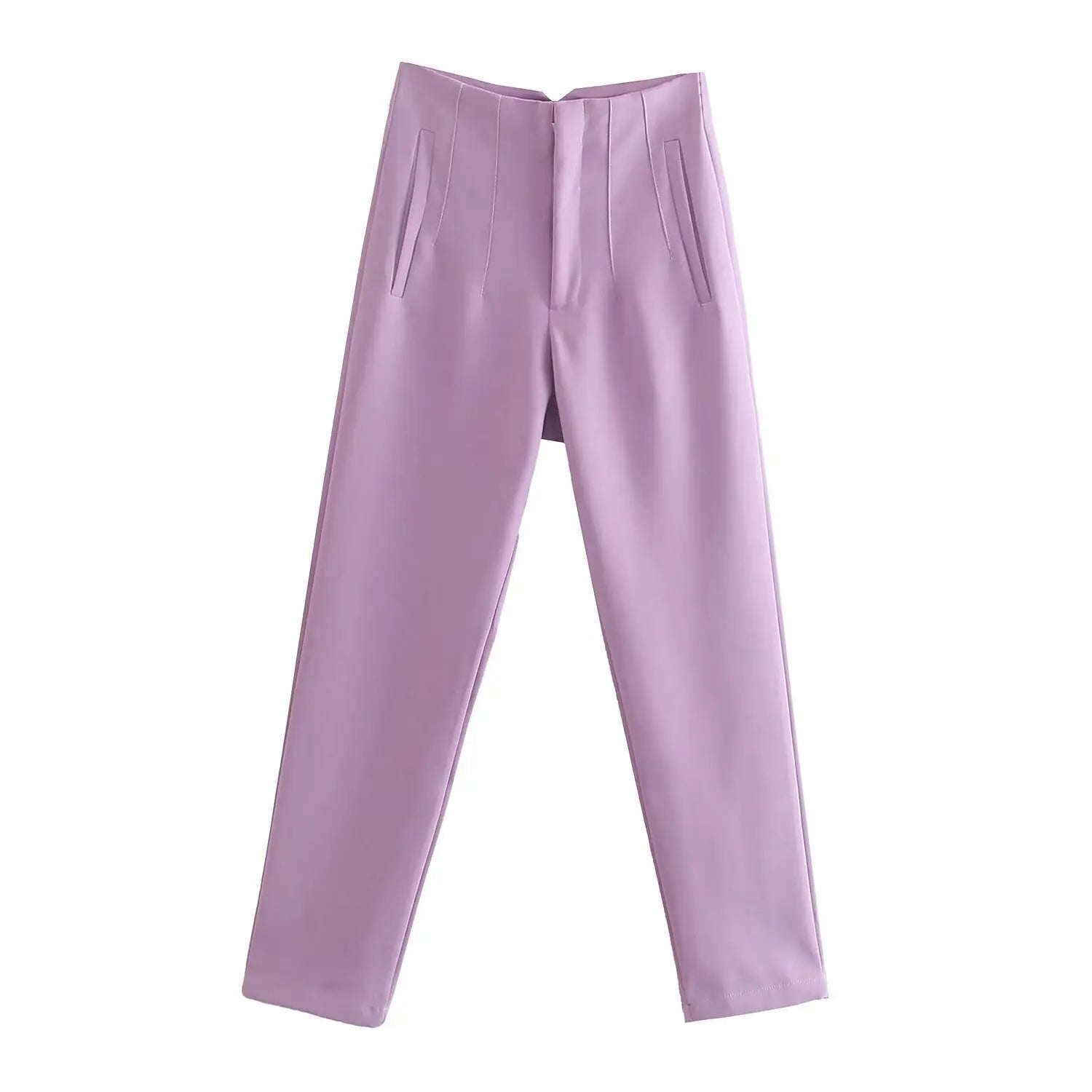 Willshela Women Fashion Straight Pants High Waist Front Zipper Trousers Vintage Full Length Female Chic Lady - Tasawoq