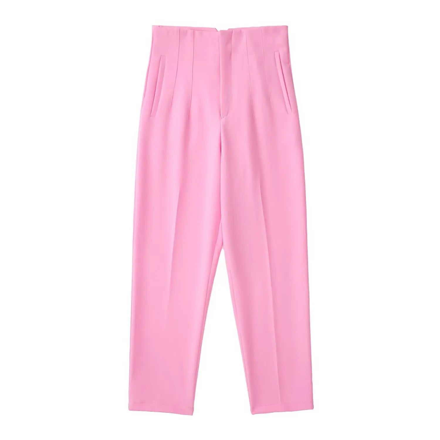 Willshela Women Fashion Straight Pants High Waist Front Zipper Trousers Vintage Full Length Female Chic Lady - Tasawoq