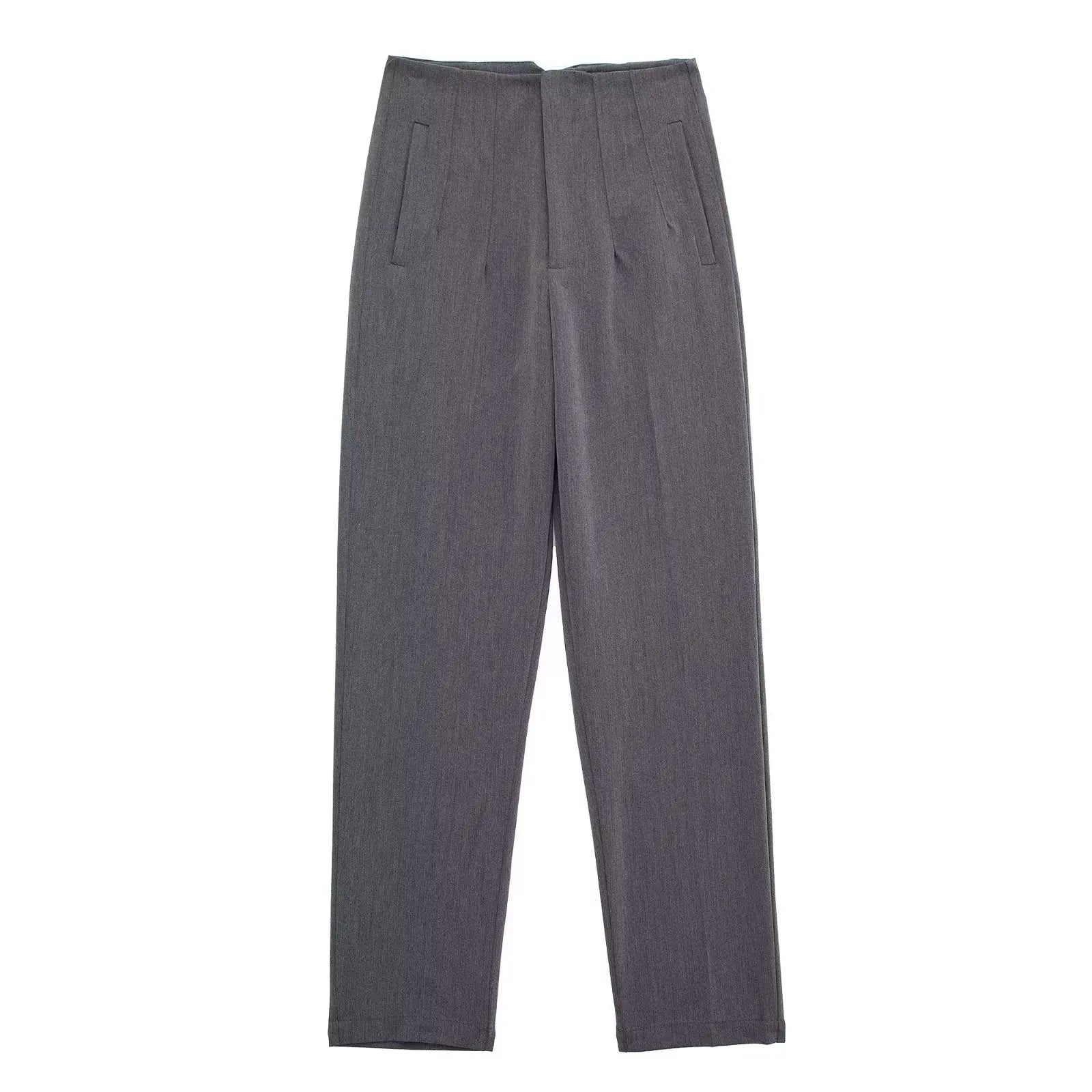 Willshela Women Fashion Straight Pants High Waist Front Zipper Trousers Vintage Full Length Female Chic Lady - Tasawoq