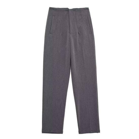 Willshela Women Fashion Straight Pants High Waist Front Zipper Trousers Vintage Full Length Female Chic Lady - Tasawoq