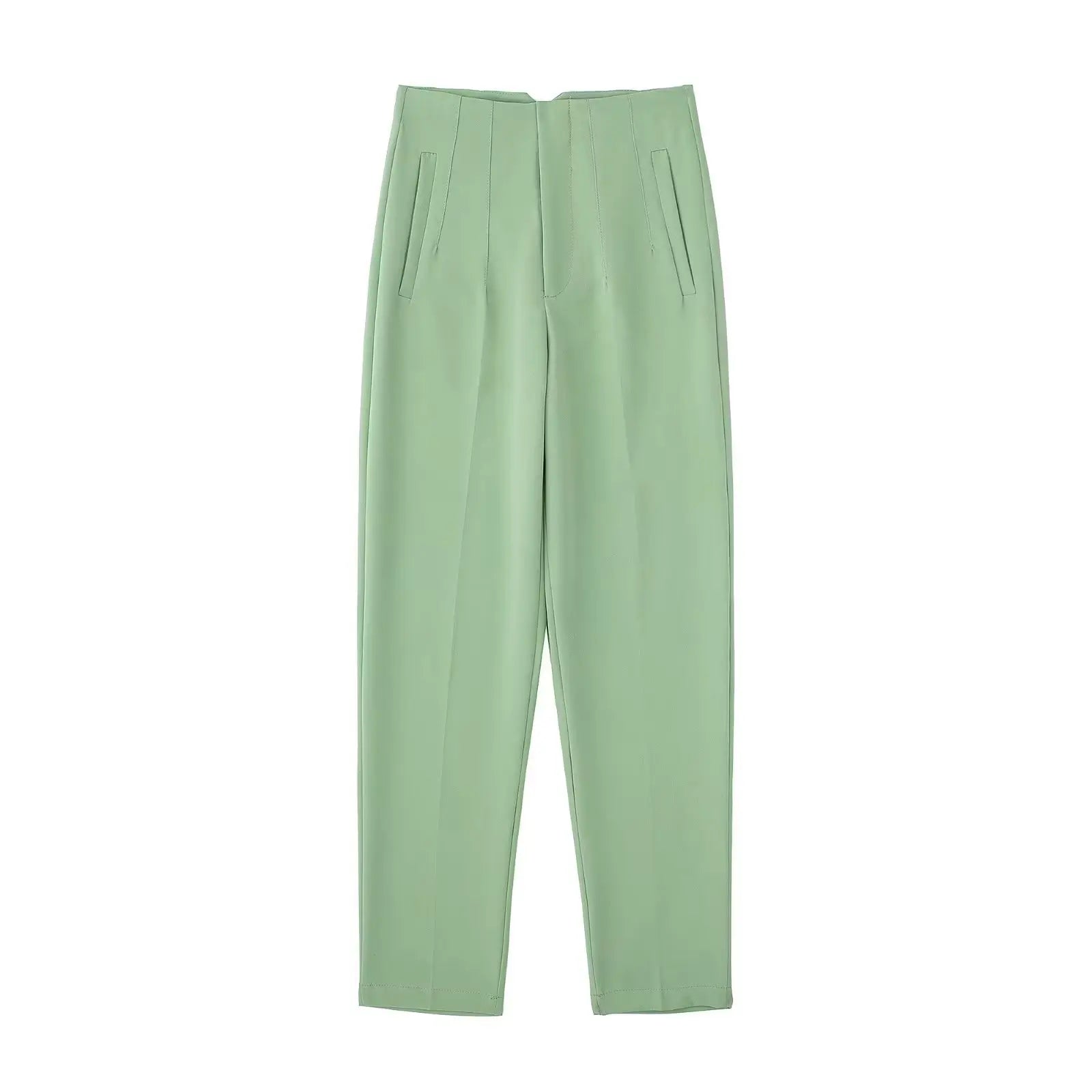 Willshela Women Fashion Straight Pants High Waist Front Zipper Trousers Vintage Full Length Female Chic Lady - Tasawoq