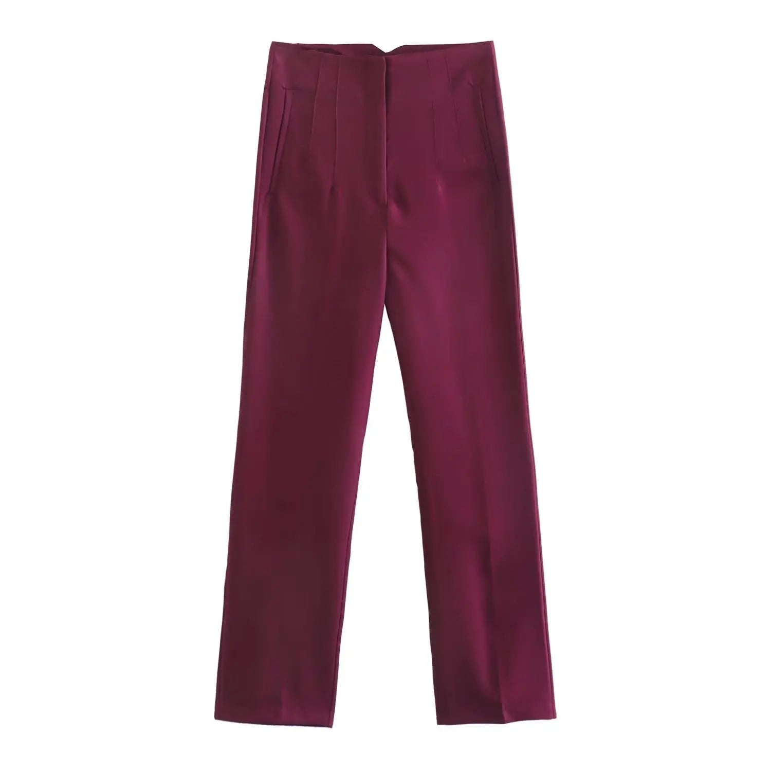 Willshela Women Fashion Straight Pants High Waist Front Zipper Trousers Vintage Full Length Female Chic Lady - Tasawoq
