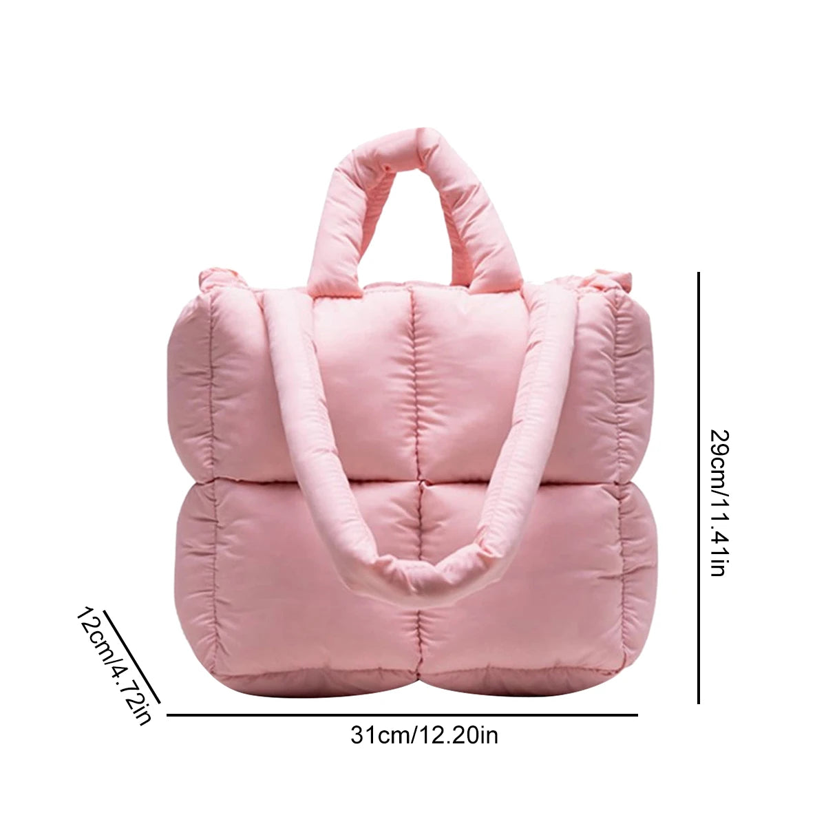 Women Retro Checkered Quilted Shoulder Bag Solid Color Winter Soft Handbags Soft Tote Handbags - Tasawoq